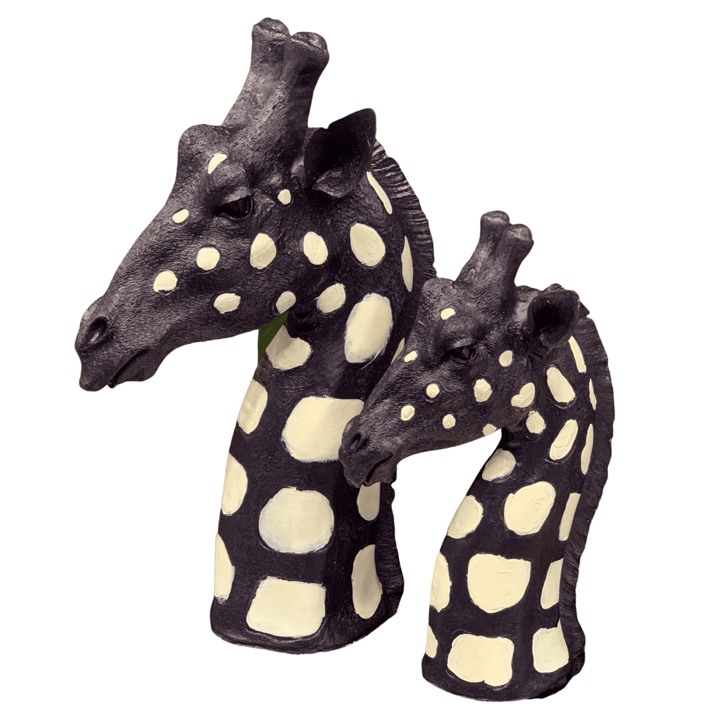 Giraffe Head Statue Set, Handcrafted Giraffe Sculptures, Safari Style Giraffe Head Statue, Decorative Giraffe Head Statues Set