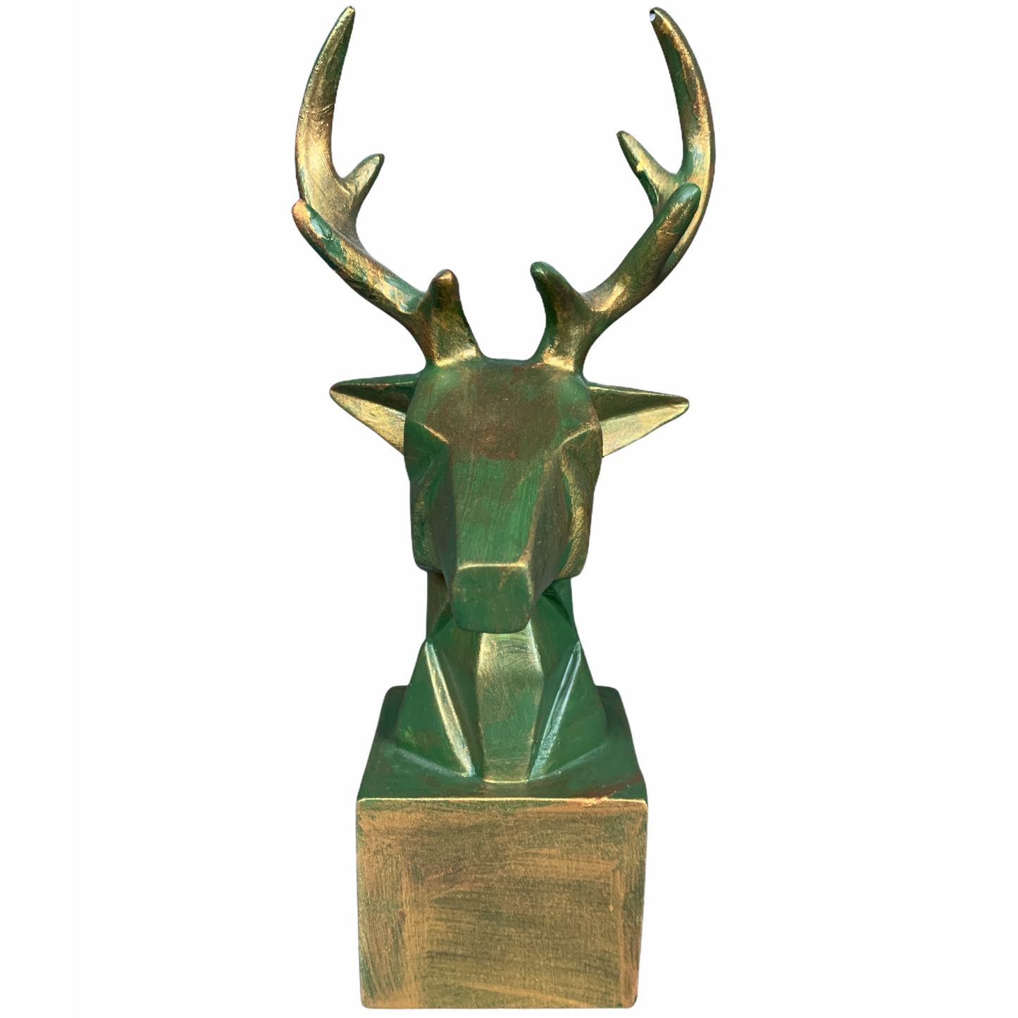 Cubic Deer Head Sculpture, Geometric Deer Statue, Minimalist Cubic Deer Figurine, Modern Abstract Deer Statue, Polyester Cubic Deer Statue