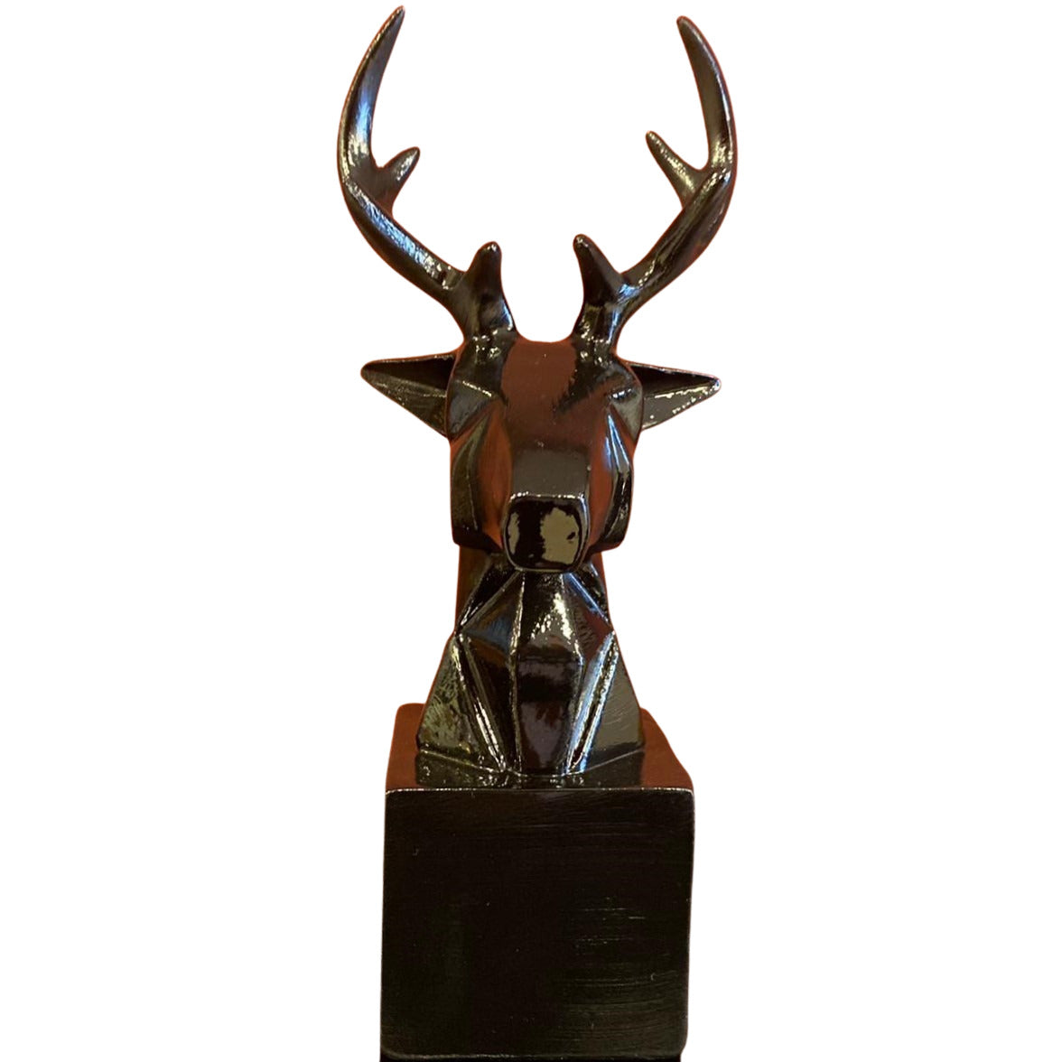 Cubic Deer Head Sculpture, Geometric Deer Statue, Minimalist Cubic Deer Figurine, Modern Abstract Deer Statue, Polyester Cubic Deer Statue