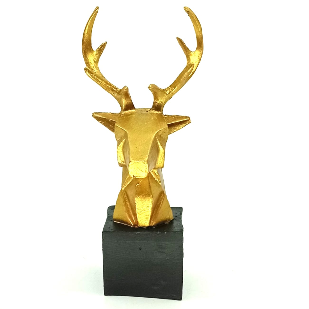 Cubic Deer Head Sculpture, Geometric Deer Statue, Minimalist Cubic Deer Figurine, Modern Abstract Deer Statue, Polyester Cubic Deer Statue