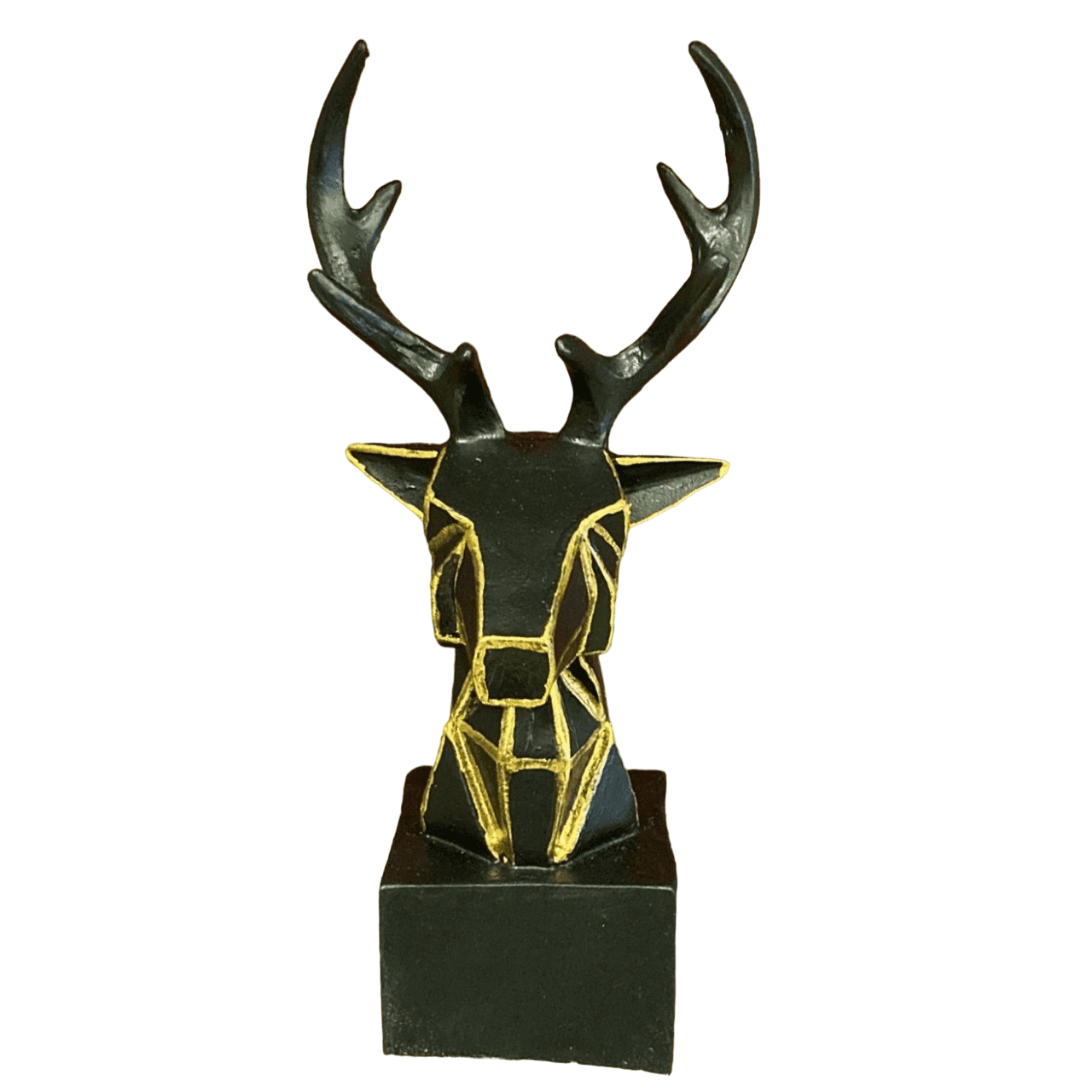 Cubic Deer Head Sculpture, Geometric Deer Statue, Minimalist Cubic Deer Figurine, Modern Abstract Deer Statue, Polyester Cubic Deer Statue