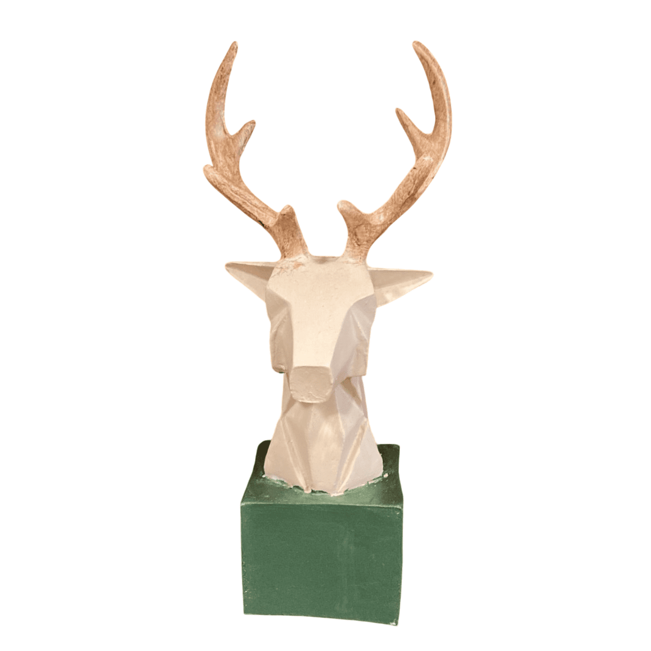 Cubic Deer Head Sculpture, Geometric Deer Statue, Minimalist Cubic Deer Figurine, Modern Abstract Deer Statue, Polyester Cubic Deer Statue