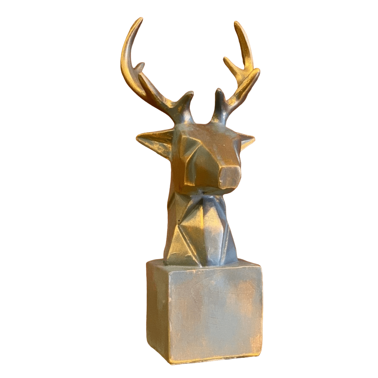 Cubic Deer Head Sculpture, Geometric Deer Statue, Minimalist Cubic Deer Figurine, Modern Abstract Deer Statue, Polyester Cubic Deer Statue
