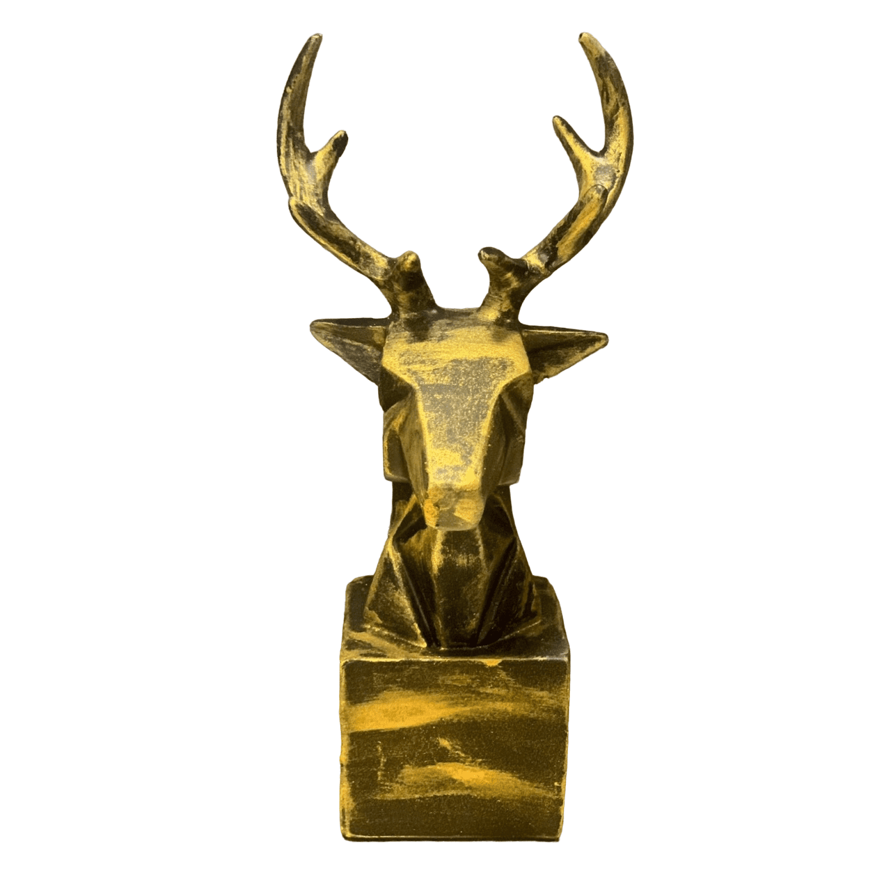 Cubic Deer Head Sculpture, Geometric Deer Statue, Minimalist Cubic Deer Figurine, Modern Abstract Deer Statue, Polyester Cubic Deer Statue