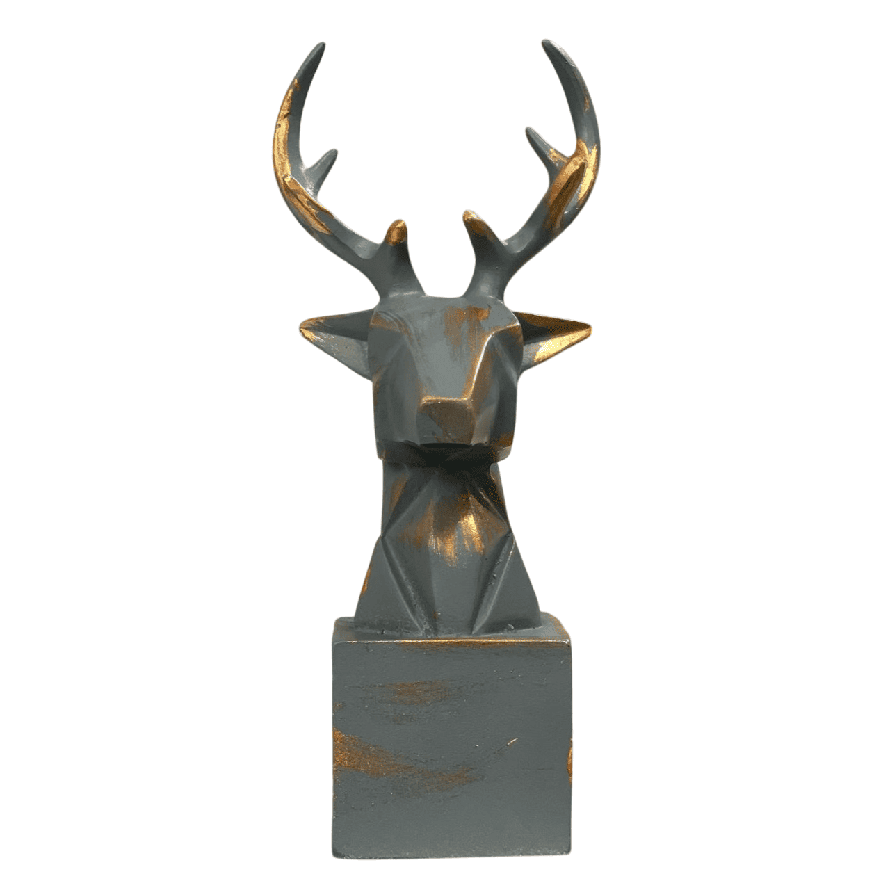 Cubic Deer Head Sculpture, Geometric Deer Statue, Minimalist Cubic Deer Figurine, Modern Abstract Deer Statue, Polyester Cubic Deer Statue