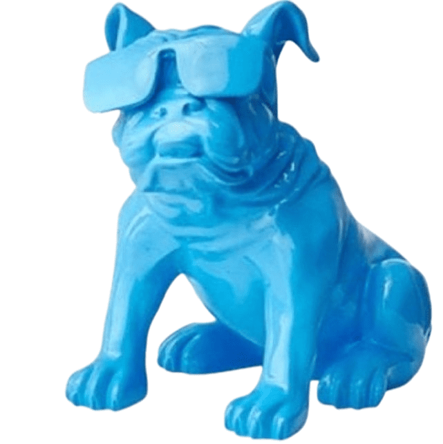 Handmade Bulldog Statue, Dog Decor with Glasses, Handmade Dog Statue, Bulldog Figurine with Glasses, Handmade Bulldog Sculpture