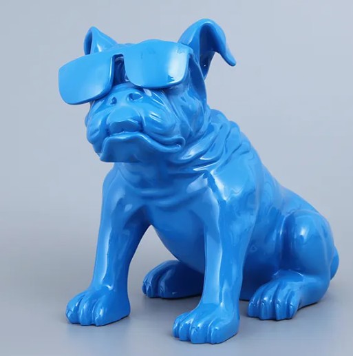 Handmade Bulldog Statue, Dog Decor with Glasses, Handmade Dog Statue, Bulldog Figurine with Glasses, Handmade Bulldog Sculpture
