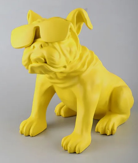 Handmade Bulldog Statue, Dog Decor with Glasses, Handmade Dog Statue, Bulldog Figurine with Glasses, Handmade Bulldog Sculpture