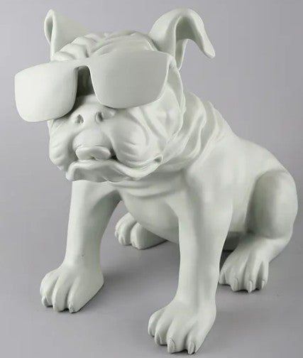 Handmade Bulldog Statue, Dog Decor with Glasses, Handmade Dog Statue, Bulldog Figurine with Glasses, Handmade Bulldog Sculpture