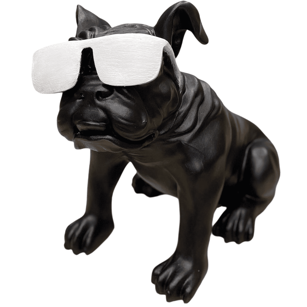 Handmade Bulldog Statue, Dog Decor with Glasses, Handmade Dog Statue, Bulldog Figurine with Glasses, Handmade Bulldog Sculpture