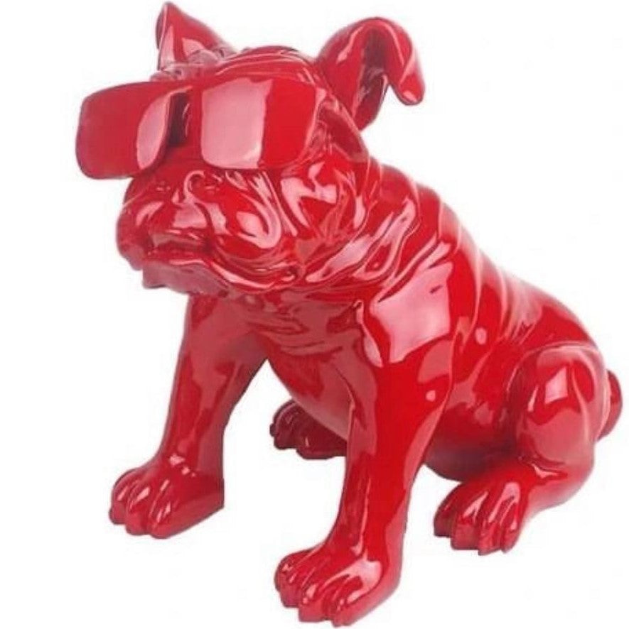 Handmade Bulldog Statue, Dog Decor with Glasses, Handmade Dog Statue, Bulldog Figurine with Glasses, Handmade Bulldog Sculpture