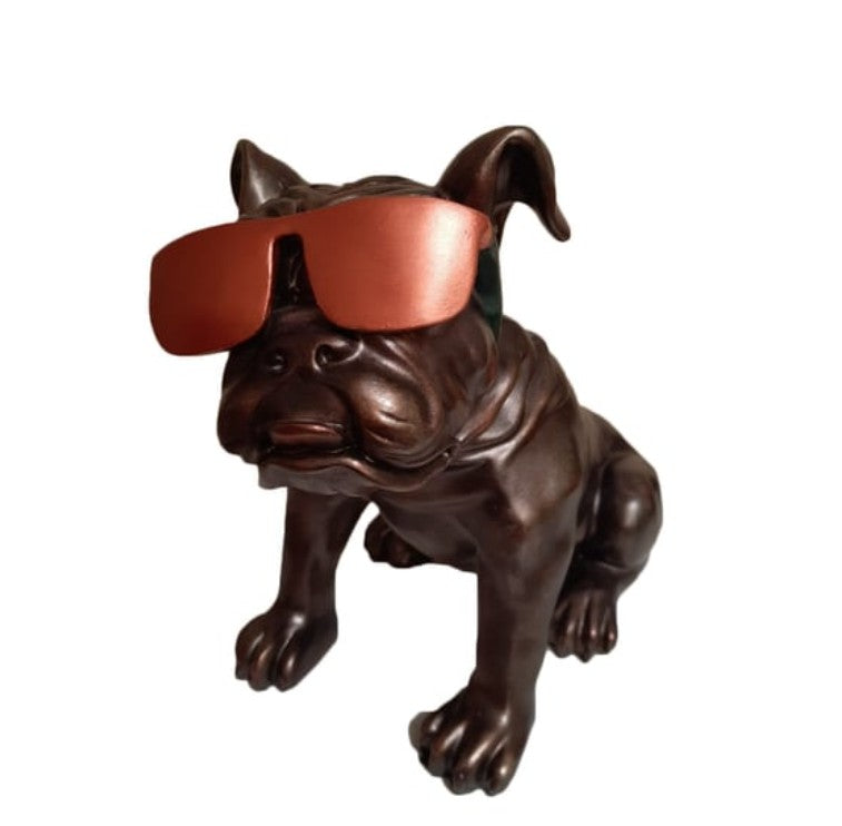 Handmade Bulldog Statue, Dog Decor with Glasses, Handmade Dog Statue, Bulldog Figurine with Glasses, Handmade Bulldog Sculpture