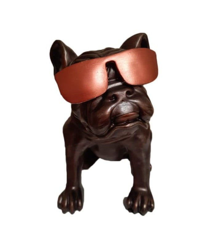 Handmade Bulldog Statue, Dog Decor with Glasses, Handmade Dog Statue, Bulldog Figurine with Glasses, Handmade Bulldog Sculpture