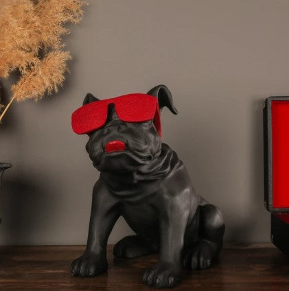 Handmade Bulldog Statue, Dog Decor with Glasses, Handmade Dog Statue, Bulldog Figurine with Glasses, Handmade Bulldog Sculpture