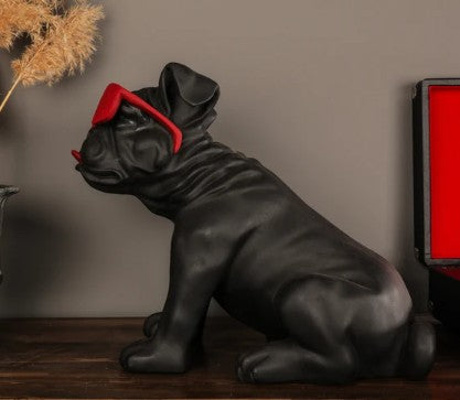 Handmade Bulldog Statue, Dog Decor with Glasses, Handmade Dog Statue, Bulldog Figurine with Glasses, Handmade Bulldog Sculpture