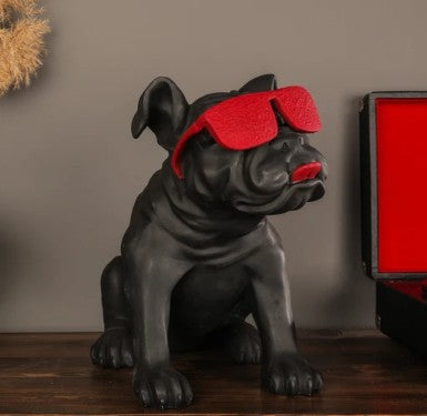 Handmade Bulldog Statue, Dog Decor with Glasses, Handmade Dog Statue, Bulldog Figurine with Glasses, Handmade Bulldog Sculpture