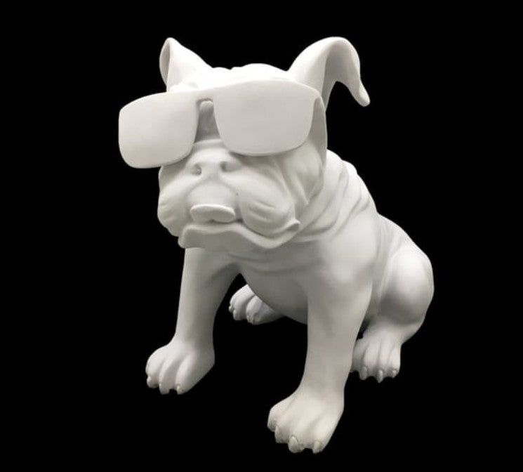 Handmade Bulldog Statue, Dog Decor with Glasses, Handmade Dog Statue, Bulldog Figurine with Glasses, Handmade Bulldog Sculpture