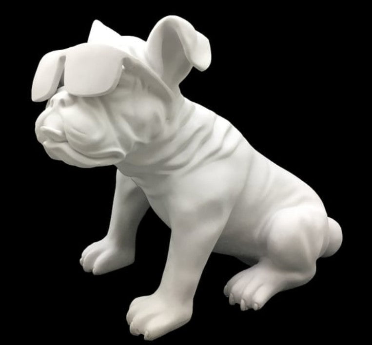Handmade Bulldog Statue, Dog Decor with Glasses, Handmade Dog Statue, Bulldog Figurine with Glasses, Handmade Bulldog Sculpture