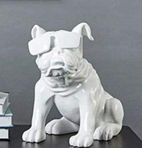 Handmade Bulldog Statue, Dog Decor with Glasses, Handmade Dog Statue, Bulldog Figurine with Glasses, Handmade Bulldog Sculpture