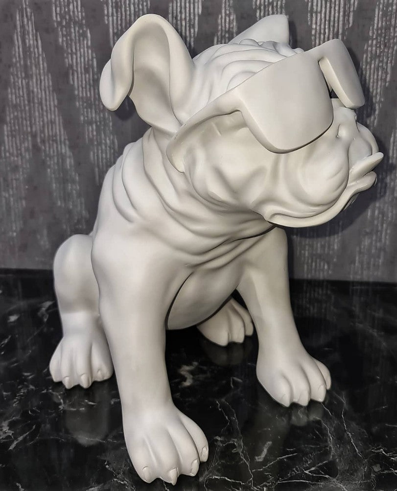 Handmade Bulldog Statue, Dog Decor with Glasses, Handmade Dog Statue, Bulldog Figurine with Glasses, Handmade Bulldog Sculpture