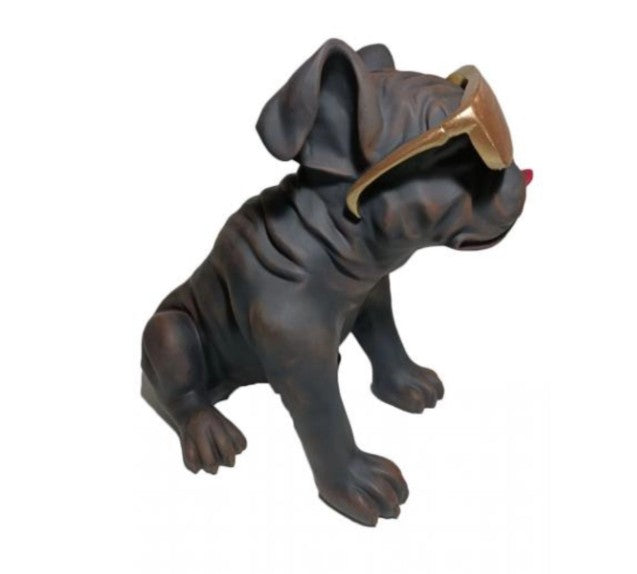 Handmade Bulldog Statue, Dog Decor with Glasses, Handmade Dog Statue, Bulldog Figurine with Glasses, Handmade Bulldog Sculpture