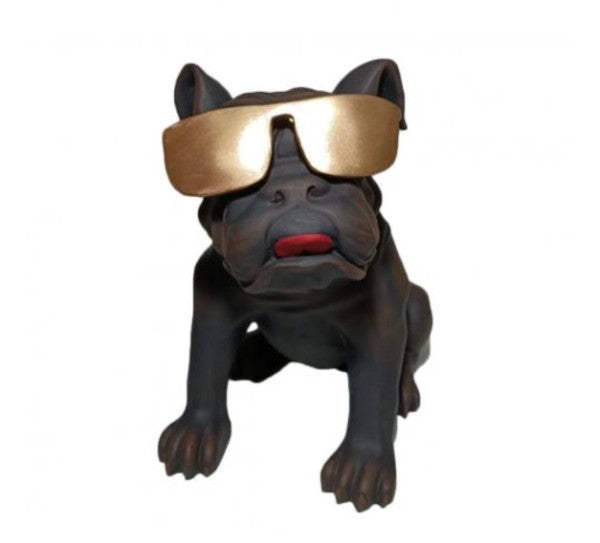 Handmade Bulldog Statue, Dog Decor with Glasses, Handmade Dog Statue, Bulldog Figurine with Glasses, Handmade Bulldog Sculpture