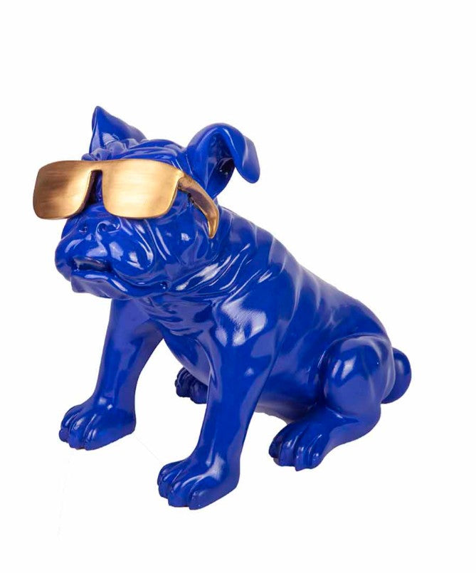 Handmade Bulldog Statue, Dog Decor with Glasses, Handmade Dog Statue, Bulldog Figurine with Glasses, Handmade Bulldog Sculpture