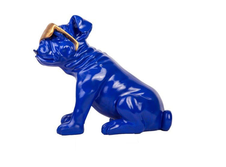 Handmade Bulldog Statue, Dog Decor with Glasses, Handmade Dog Statue, Bulldog Figurine with Glasses, Handmade Bulldog Sculpture