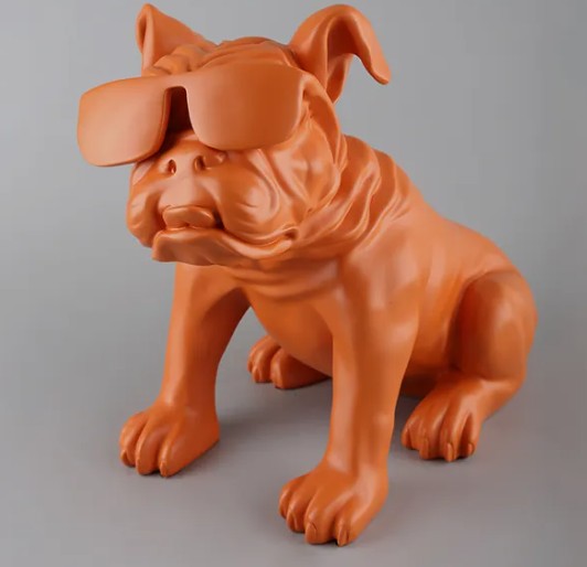 Handmade Bulldog Statue, Dog Decor with Glasses, Handmade Dog Statue, Bulldog Figurine with Glasses, Handmade Bulldog Sculpture