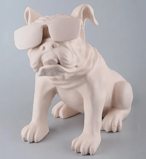 Handmade Bulldog Statue, Dog Decor with Glasses, Handmade Dog Statue, Bulldog Figurine with Glasses, Handmade Bulldog Sculpture