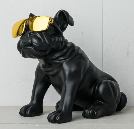 Handmade Bulldog Statue, Dog Decor with Glasses, Handmade Dog Statue, Bulldog Figurine with Glasses, Handmade Bulldog Sculpture