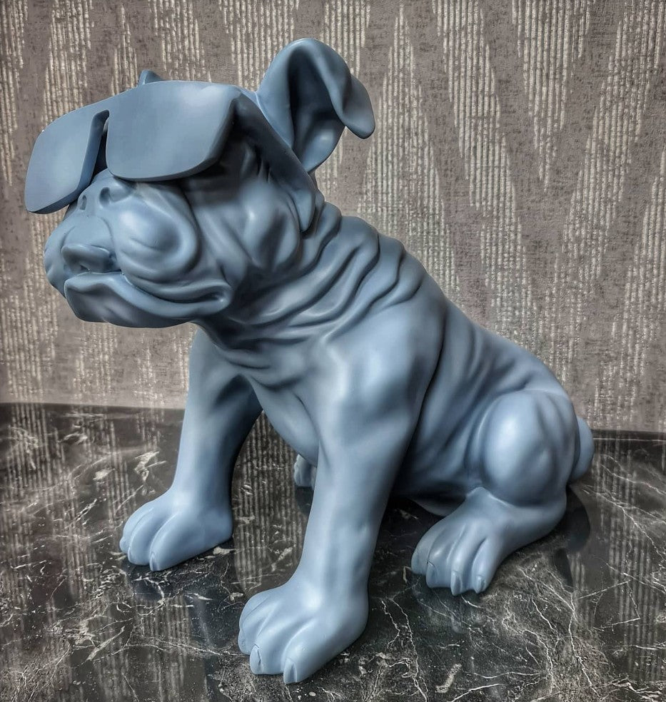 Handmade Bulldog Statue, Dog Decor with Glasses, Handmade Dog Statue, Bulldog Figurine with Glasses, Handmade Bulldog Sculpture