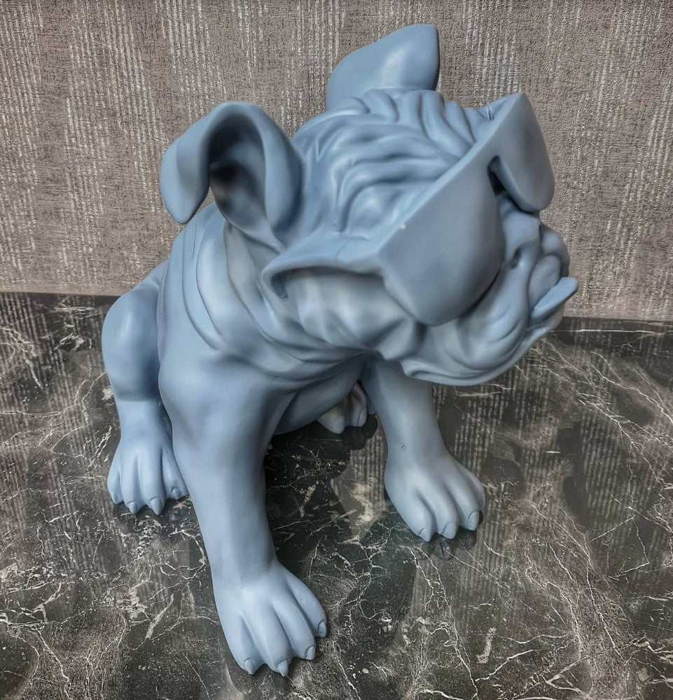 Handmade Bulldog Statue, Dog Decor with Glasses, Handmade Dog Statue, Bulldog Figurine with Glasses, Handmade Bulldog Sculpture