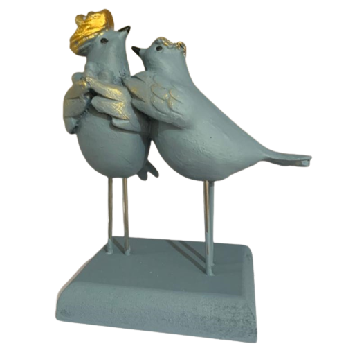 Romantic Bird Couple Sculpture, Lovebirds Statue for Home Decor, Polyester Bird Sculpture, Bird Couple Statue, Lovebird Couple Statue