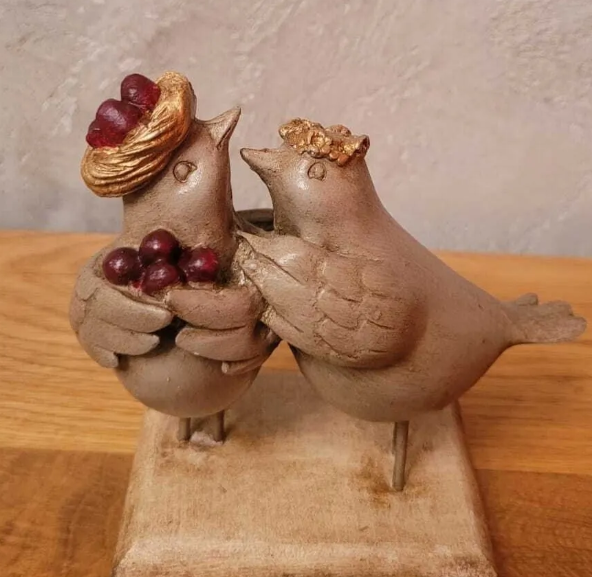 Romantic Bird Couple Sculpture, Lovebirds Statue for Home Decor, Polyester Bird Sculpture, Bird Couple Statue, Lovebird Couple Statue