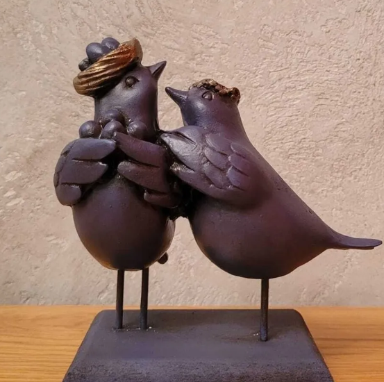 Romantic Bird Couple Sculpture, Lovebirds Statue for Home Decor, Polyester Bird Sculpture, Bird Couple Statue, Lovebird Couple Statue