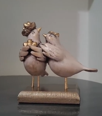 Romantic Bird Couple Sculpture, Lovebirds Statue for Home Decor, Polyester Bird Sculpture, Bird Couple Statue, Lovebird Couple Statue