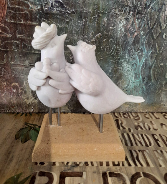 Romantic Bird Couple Sculpture, Lovebirds Statue for Home Decor, Polyester Bird Sculpture, Bird Couple Statue, Lovebird Couple Statue