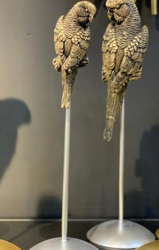 Parrot Statue Set, Tall Parrot Statues, Set of 2 Tall Parrots, Tropical Parrot Decor, Parrot Statues on Base, Tall Parrot Sculpture Set