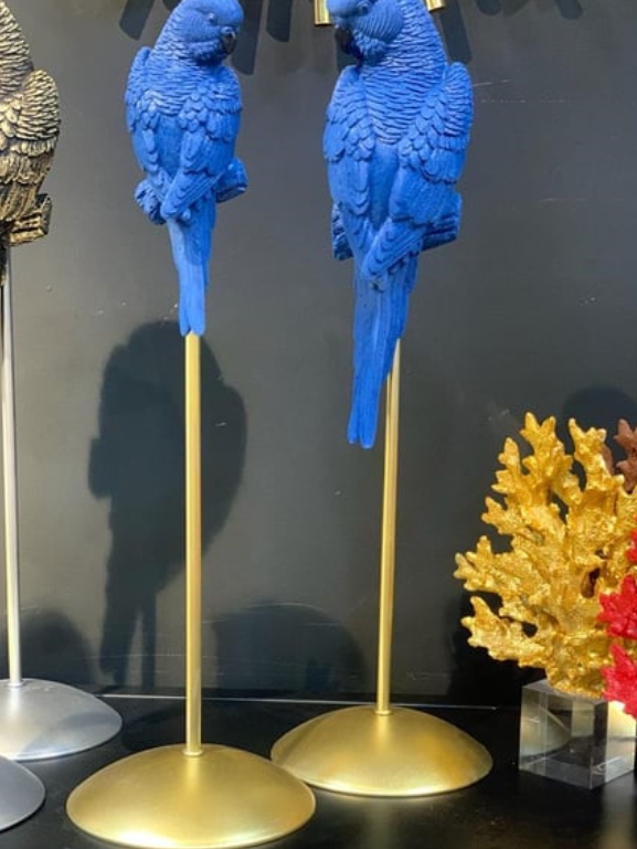 Parrot Statue Set, Tall Parrot Statues, Set of 2 Tall Parrots, Tropical Parrot Decor, Parrot Statues on Base, Tall Parrot Sculpture Set