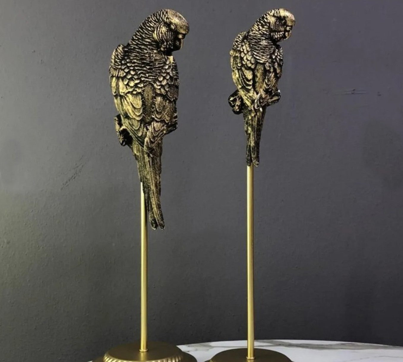 Parrot Statue Set, Tall Parrot Statues, Set of 2 Tall Parrots, Tropical Parrot Decor, Parrot Statues on Base, Tall Parrot Sculpture Set
