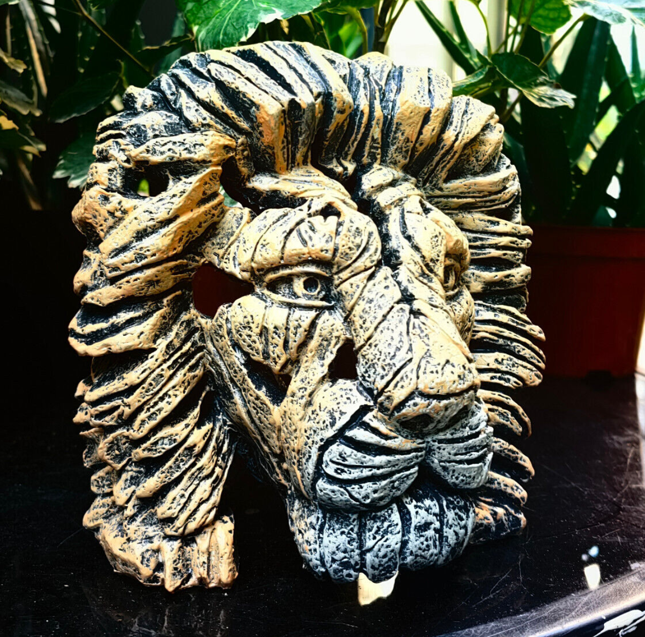 Handcrafted Lion Head Sculpture, Lion Head Sculpture, Jungle King Lion Sculpture, Hand Painted Lion Head Sculpture, Handmade Lion Sculpture