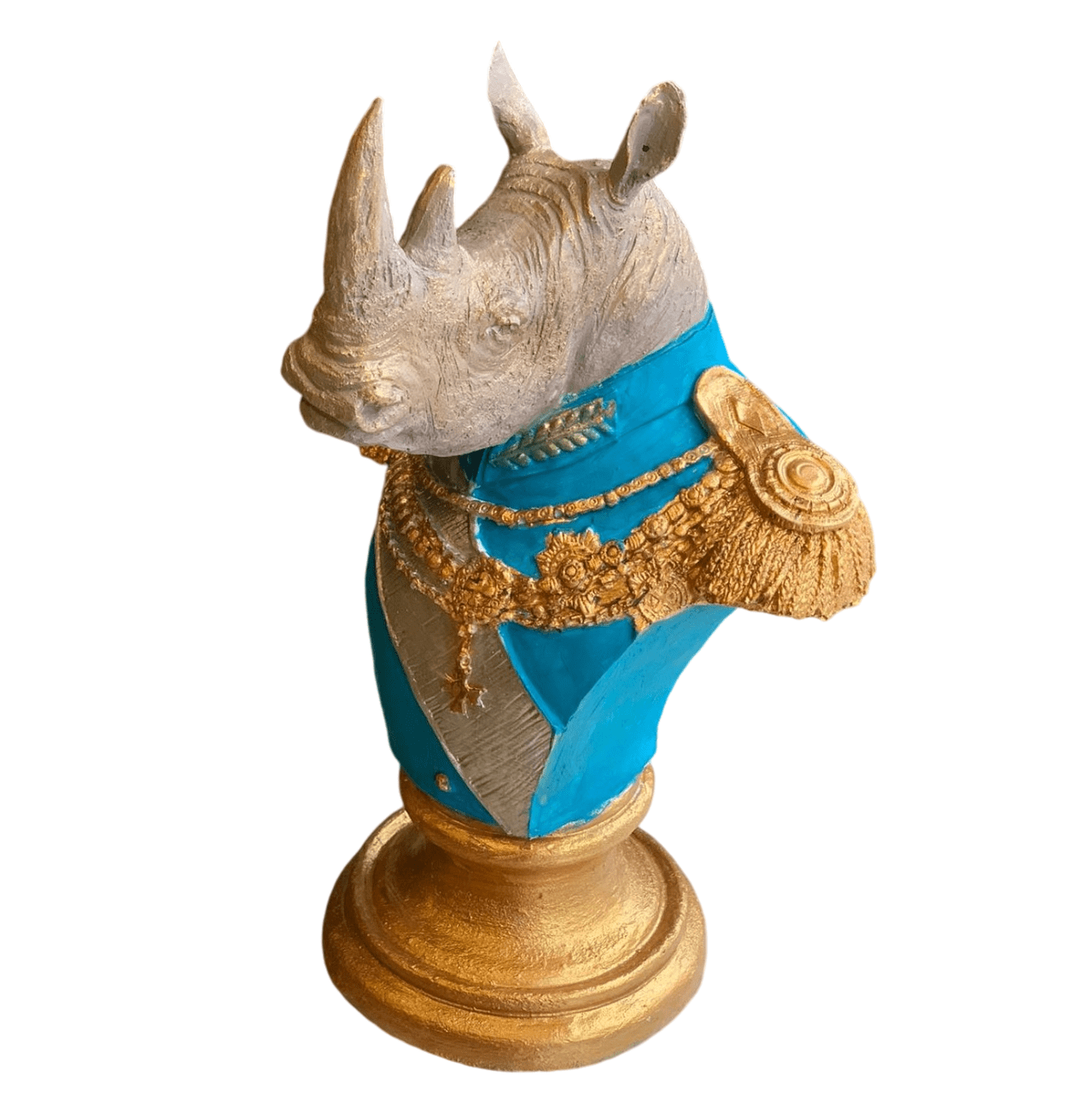 Royal Rhino Bust Statue, Military Style Rhino Bust, Elegant Rhino Head Statue, Rhino Head Statue, Military Rhino Bust, Rhino Bust Sculpture
