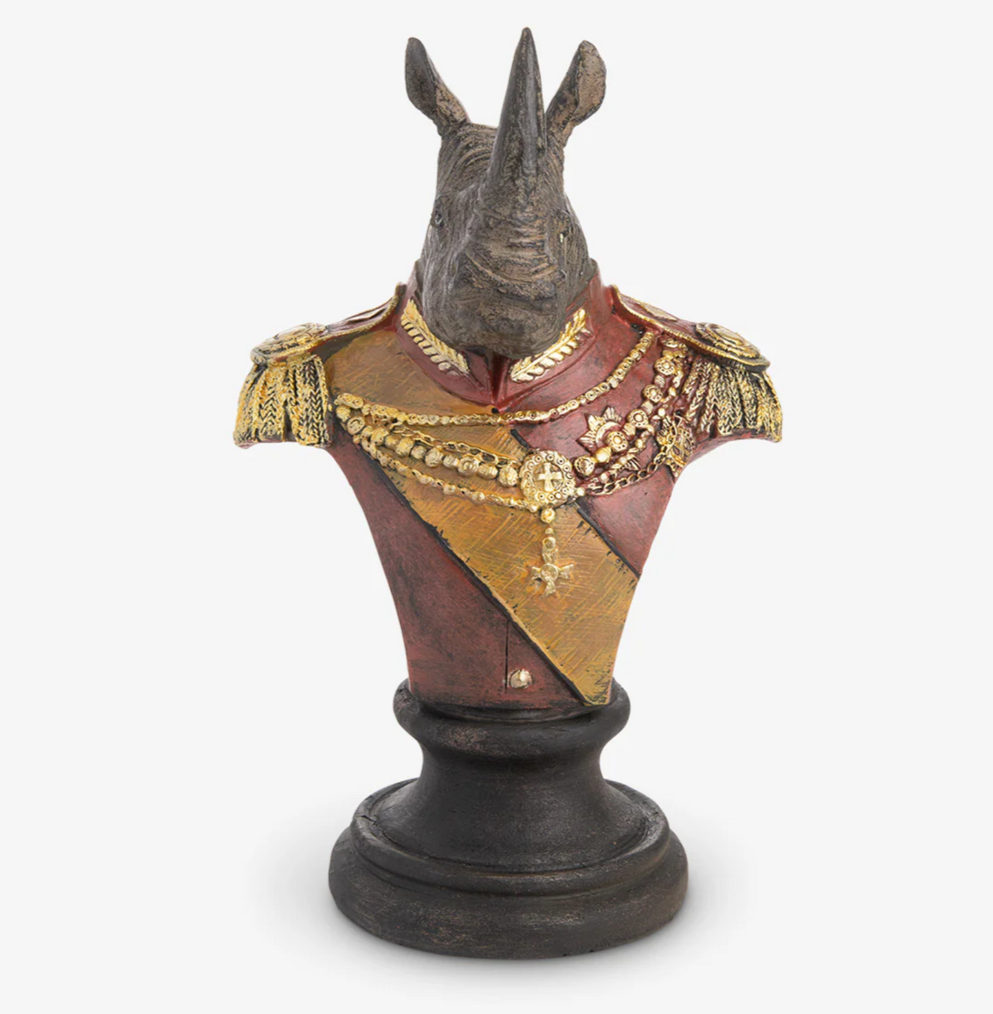Royal Rhino Bust Statue, Military Style Rhino Bust, Elegant Rhino Head Statue, Rhino Head Statue, Military Rhino Bust, Rhino Bust Sculpture
