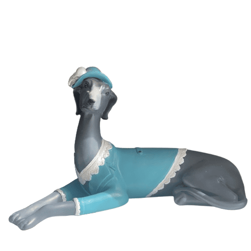 Fashion Dog Statue, Elegant Dog Sculpture, Sitting Lady Dog Statue, Feminine Dog Sculpture, Boutique Style Dog Statue, Cute Dog Statue