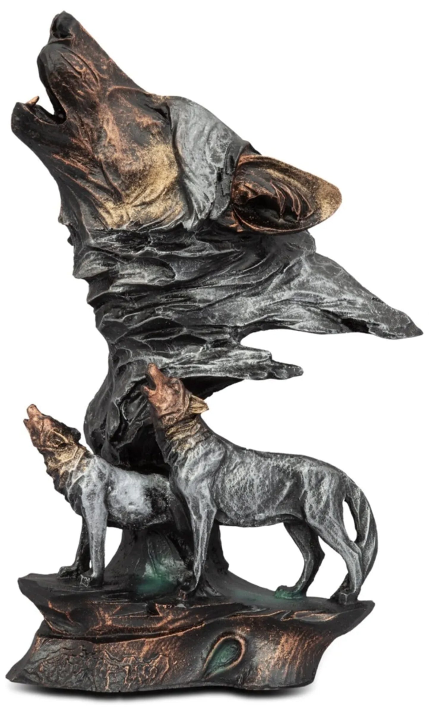 Howling Wolf Family Sculpture, Wolf Pack Statue, Wolf Head and Family Statue, Howling Wolf Head Statue, Spirit of the Wolf Pack Statue