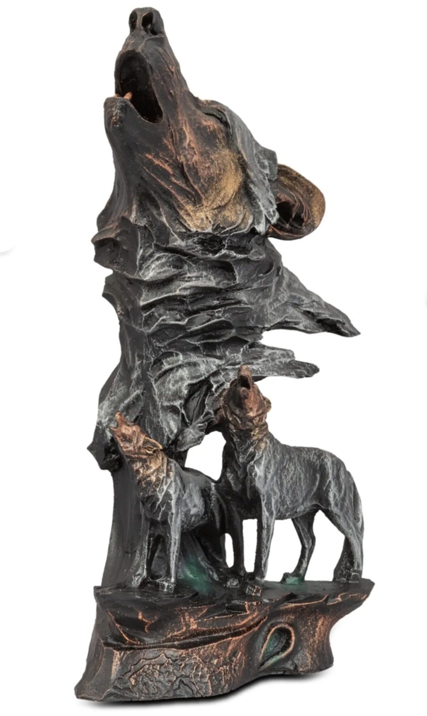 Howling Wolf Family Sculpture, Wolf Pack Statue, Wolf Head and Family Statue, Howling Wolf Head Statue, Spirit of the Wolf Pack Statue