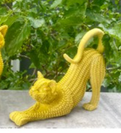 Handcrafted Woven Cat Statue, Textured Cat Figurine, Unique Woven Cat Sculpture, Realistic Woven Cat Statue, Elegant Woven Cat Sculpture