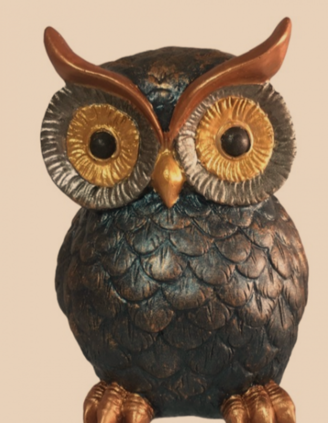 Hand Painted Owl Sculpture Figurine, Owl Figurine Hand Painted Sculpture, Handmade Owl Sculpture Figurine, Unique Owl Sculpture, Owl Statue