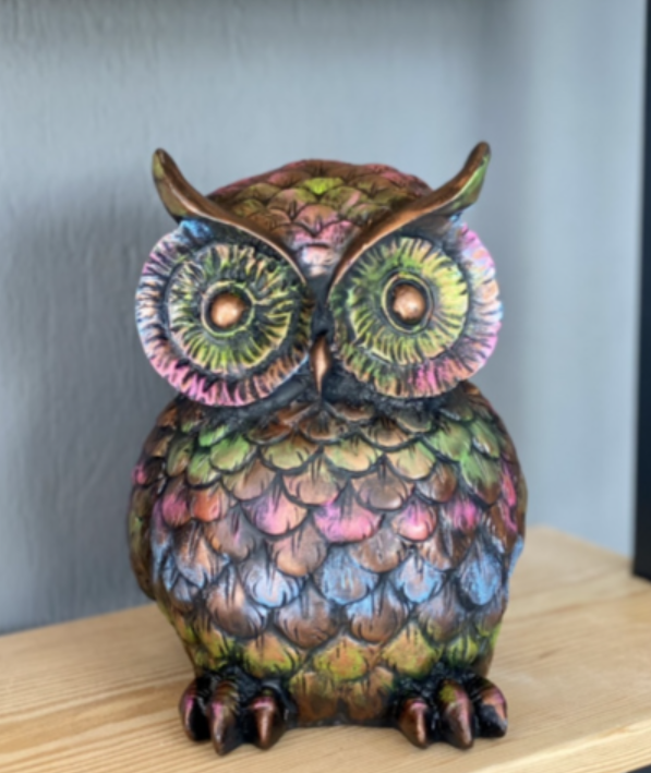 Hand Painted Owl Sculpture Figurine, Owl Figurine Hand Painted Sculpture, Handmade Owl Sculpture Figurine, Unique Owl Sculpture, Owl Statue